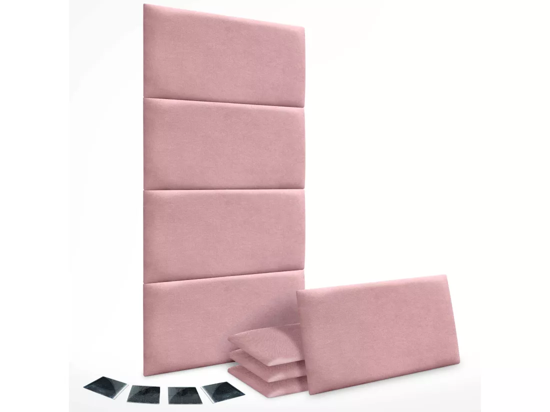 DHOME Lot de 8 Panneaux Rembourrés en Tissu Aqualine Autocollants pour Mur Acoustiques Absorbants Protection contre les Chocs (Rose, 50x30cm, x8)
