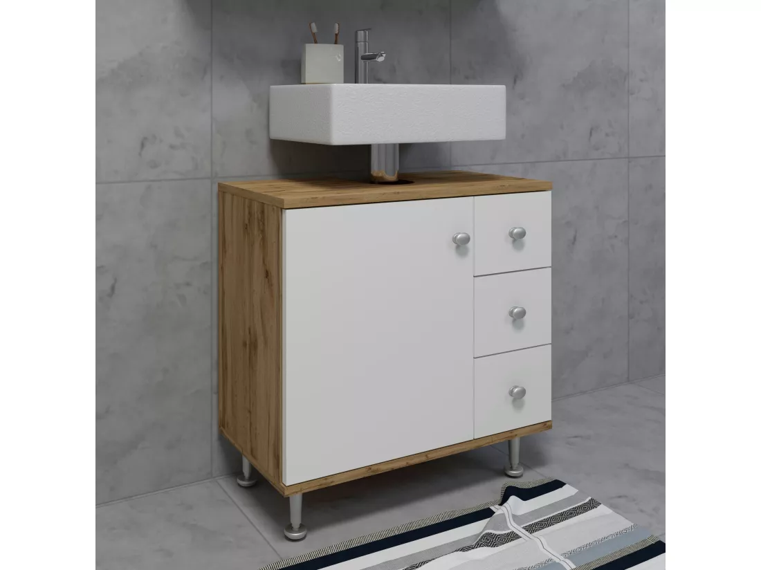 Armoire basse de salle de bain en bois Tiroir Nilosi M