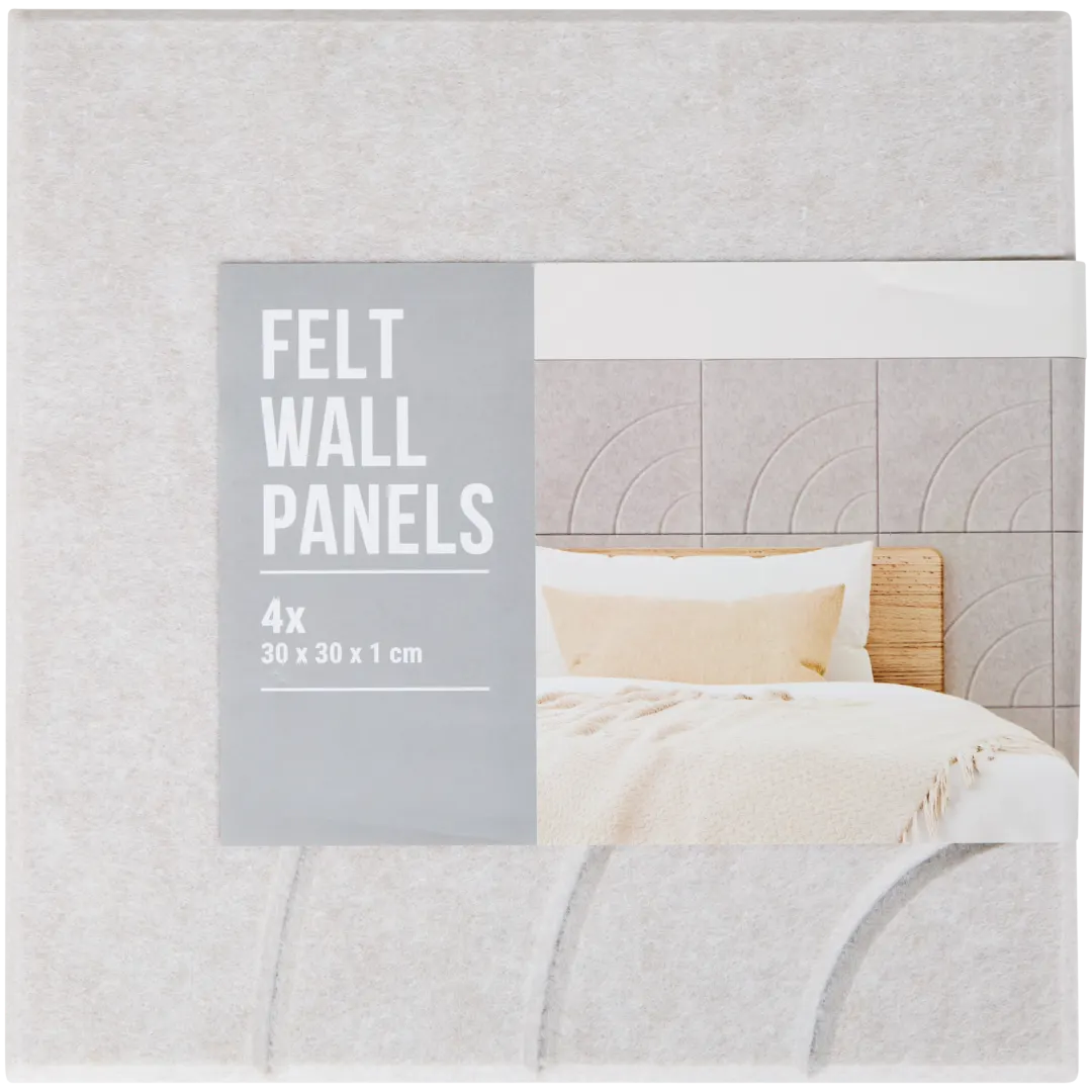 Wandpaneel van vilt 30 x 30 cm | 4 stuks | diverse varianten