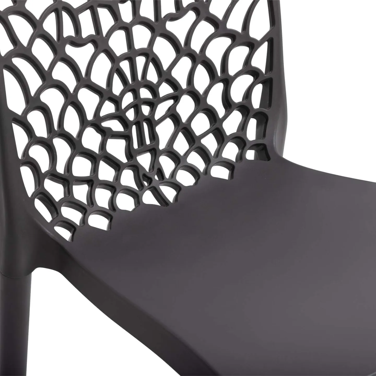 Lot de 6 chaises de jardin ALYSSA en polypropylène nid d'abeille gris anthracite