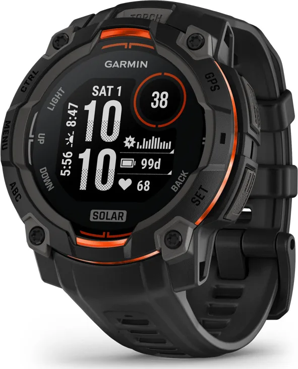 Garmin Instinct 3 Solar, 45mm Black Bezel With Black Band