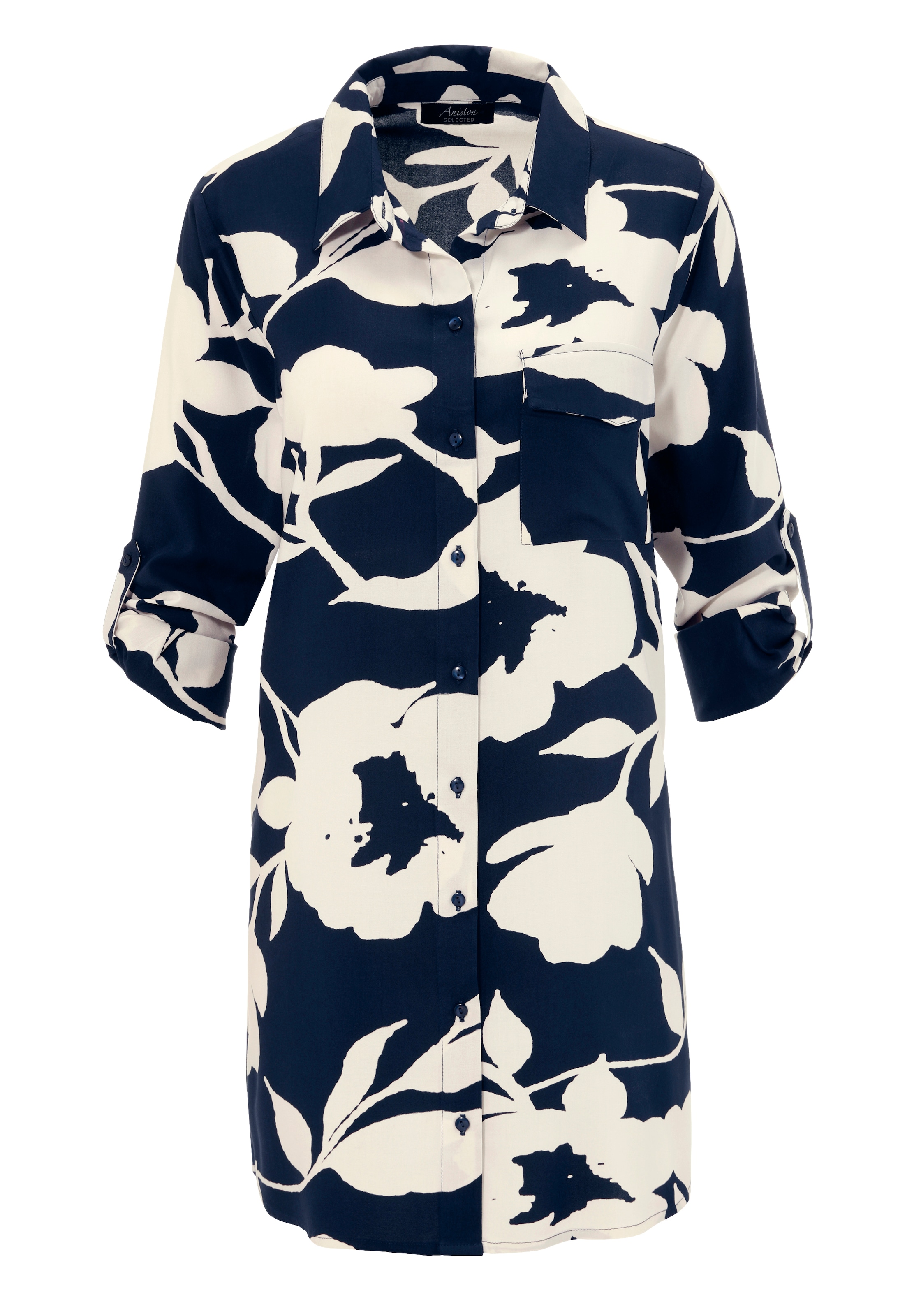 Aniston SELECTED Longbluse , mit attraktiver Musterung und krempelbaren Ärmeln