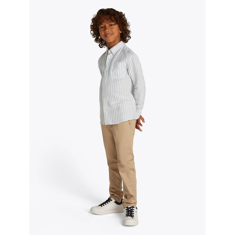 Køb Tommy Hilfiger Breezy Blue Stripe Hør Blend Striped Skjorte LS