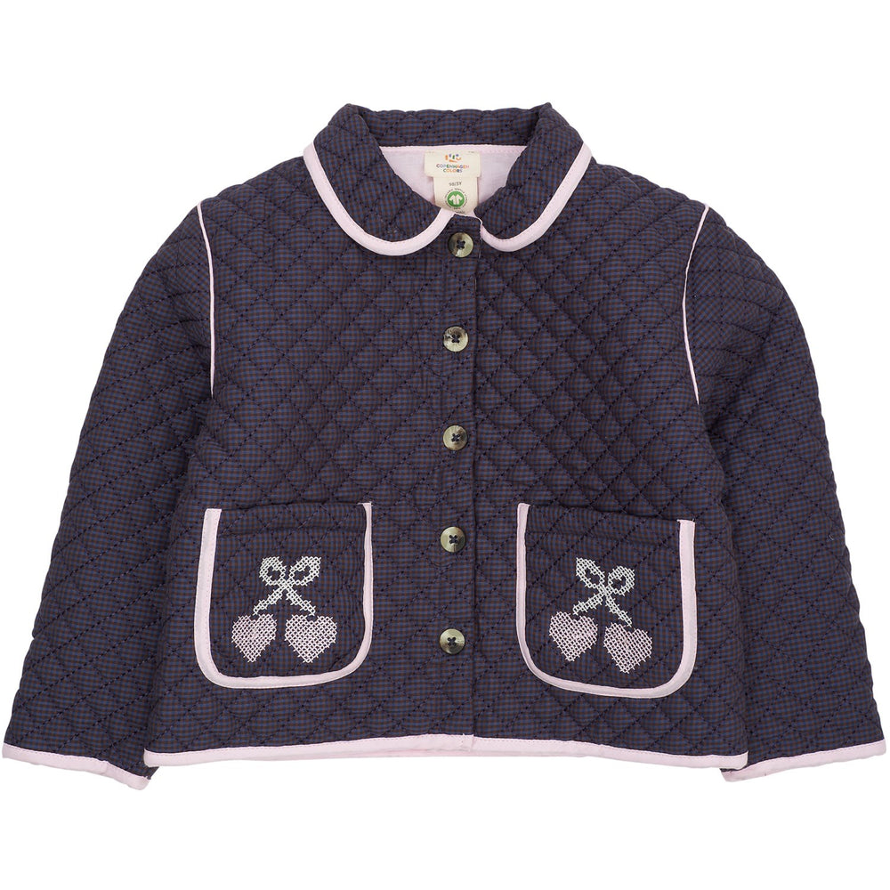 Køb COPENHAGEN COLORS Brown/Blue Check Comb. Checkered Quiltet Jakke W. Embroidery