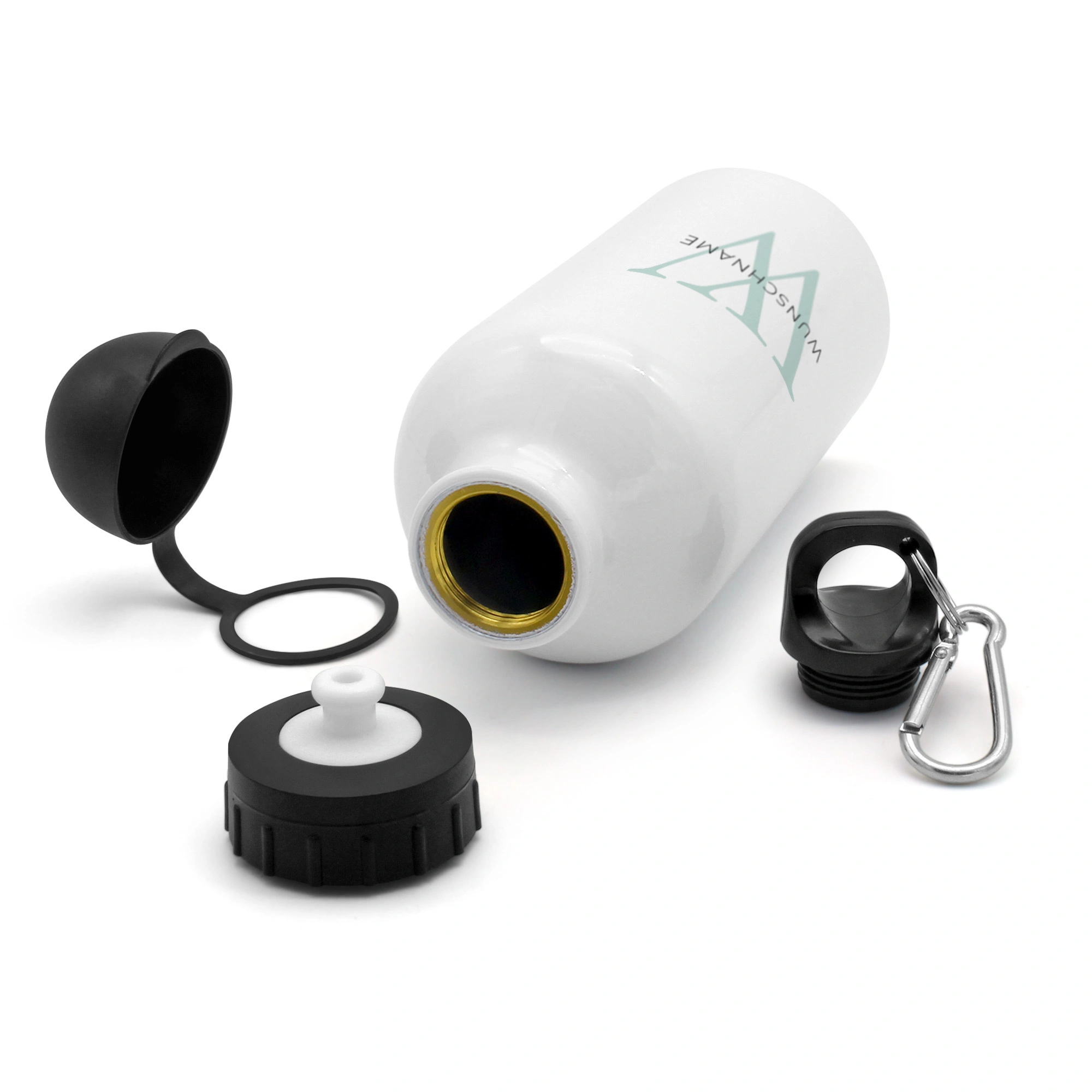 Alu-Trinkflasche mit Namen, 500 ml, weiß (Motiv: Initiale)