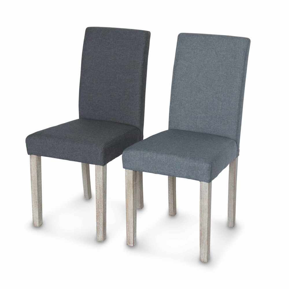 Lot de 4 chaises - rita - chaises en tissu. Pieds en bois cérusé. Gris foncés