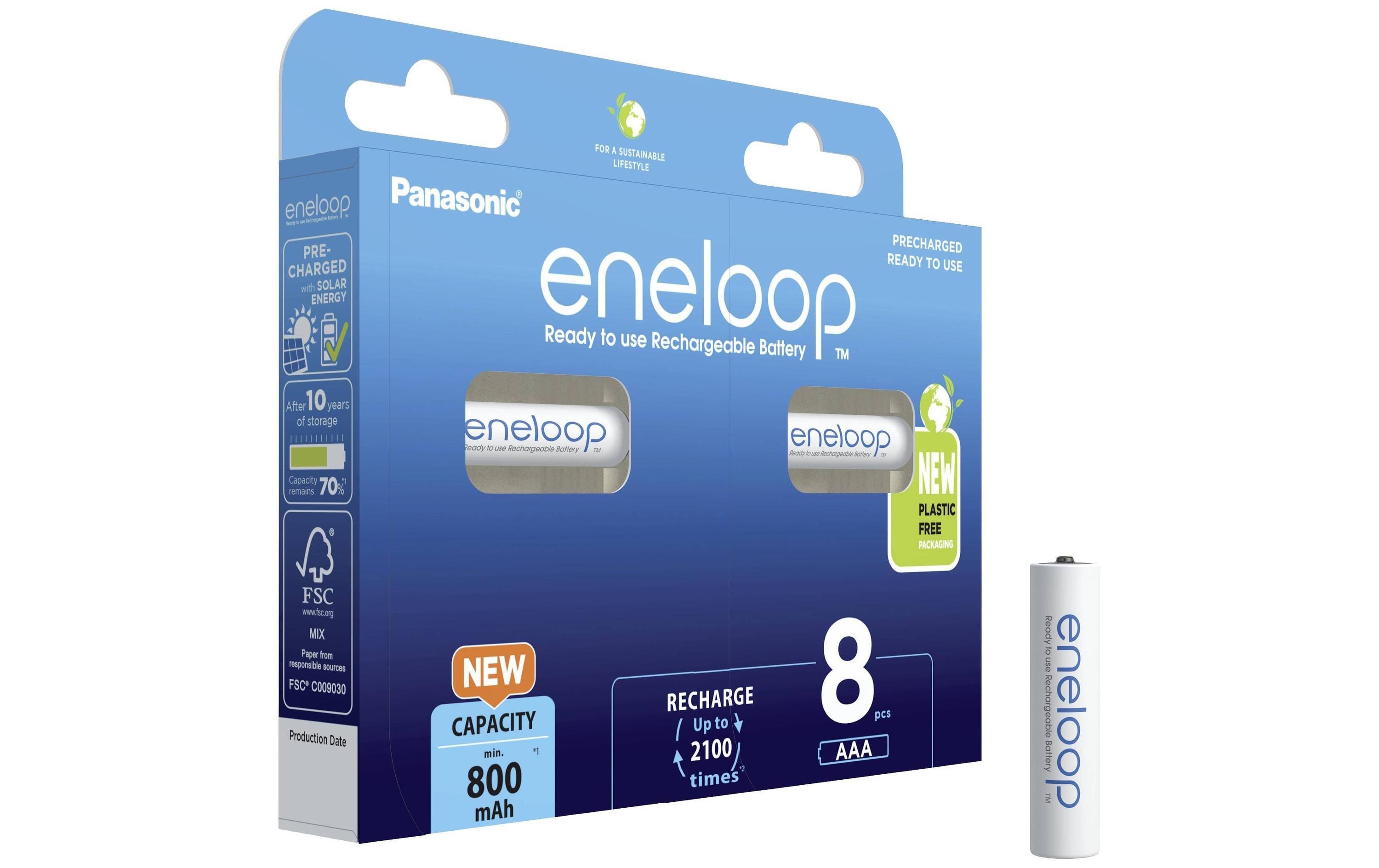 Akku Eneloop BK-4MCDE/8BE NiMH AAA 800 mAh, 8 StückUniversell einsetzbare AAA-Akkus im 8er-Pack