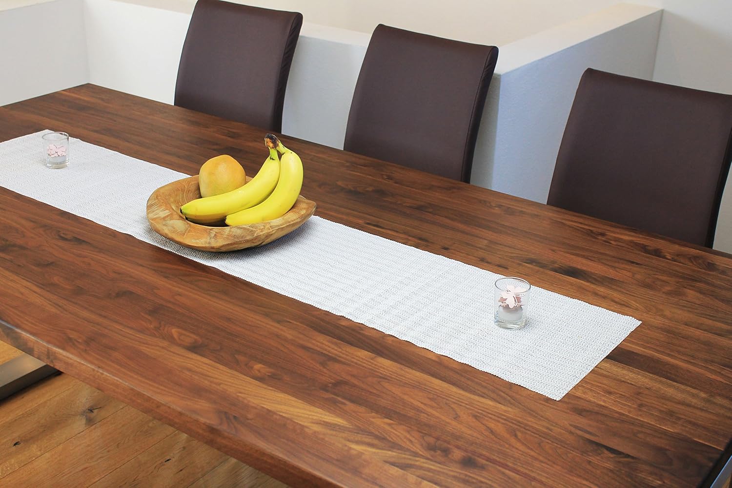 Esstisch Massivholz Edelstahl Serie Munich, Tisch Holz Nussbaum amerik. massiv 220 x 100 cm, Holztisch Edelstahl Metall Stahl, Premium Esstisch, Design Tisch Edelstahl Tischgestell