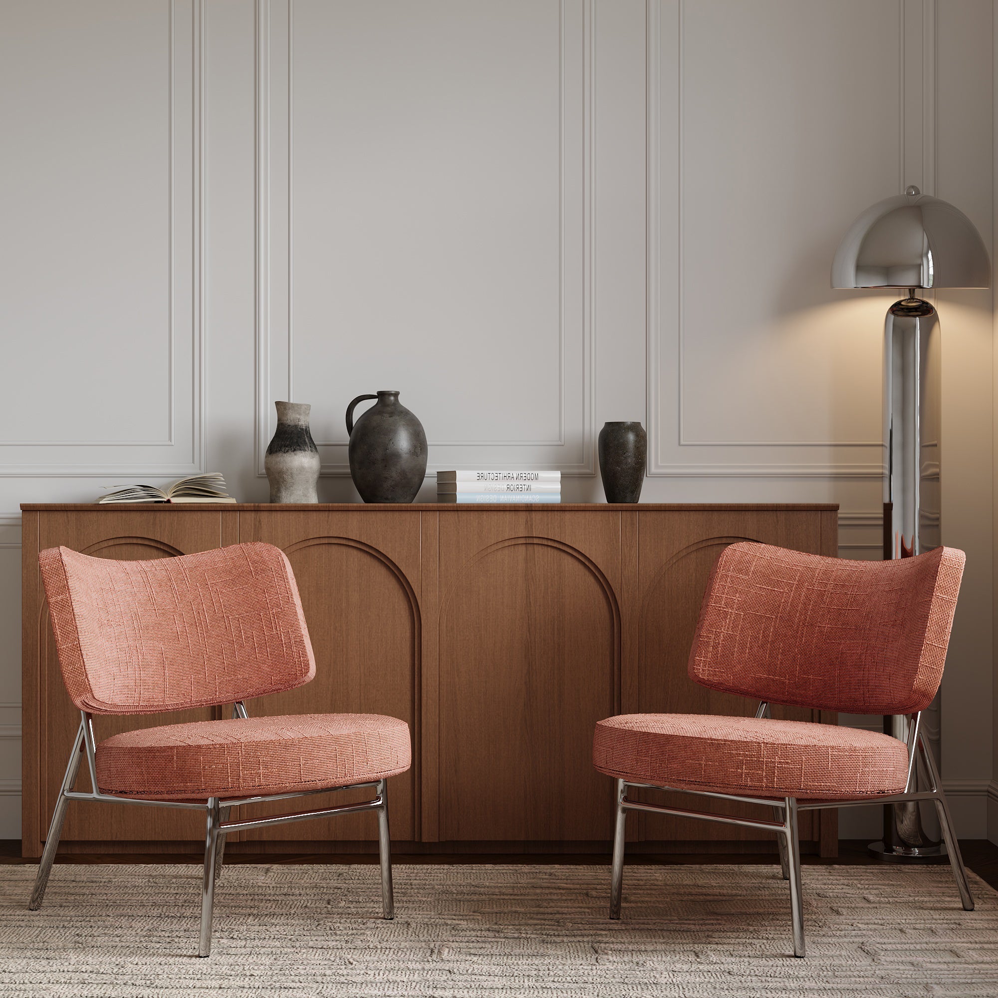 Fauteuil IGGY Fluweel weefsel Vintage roze