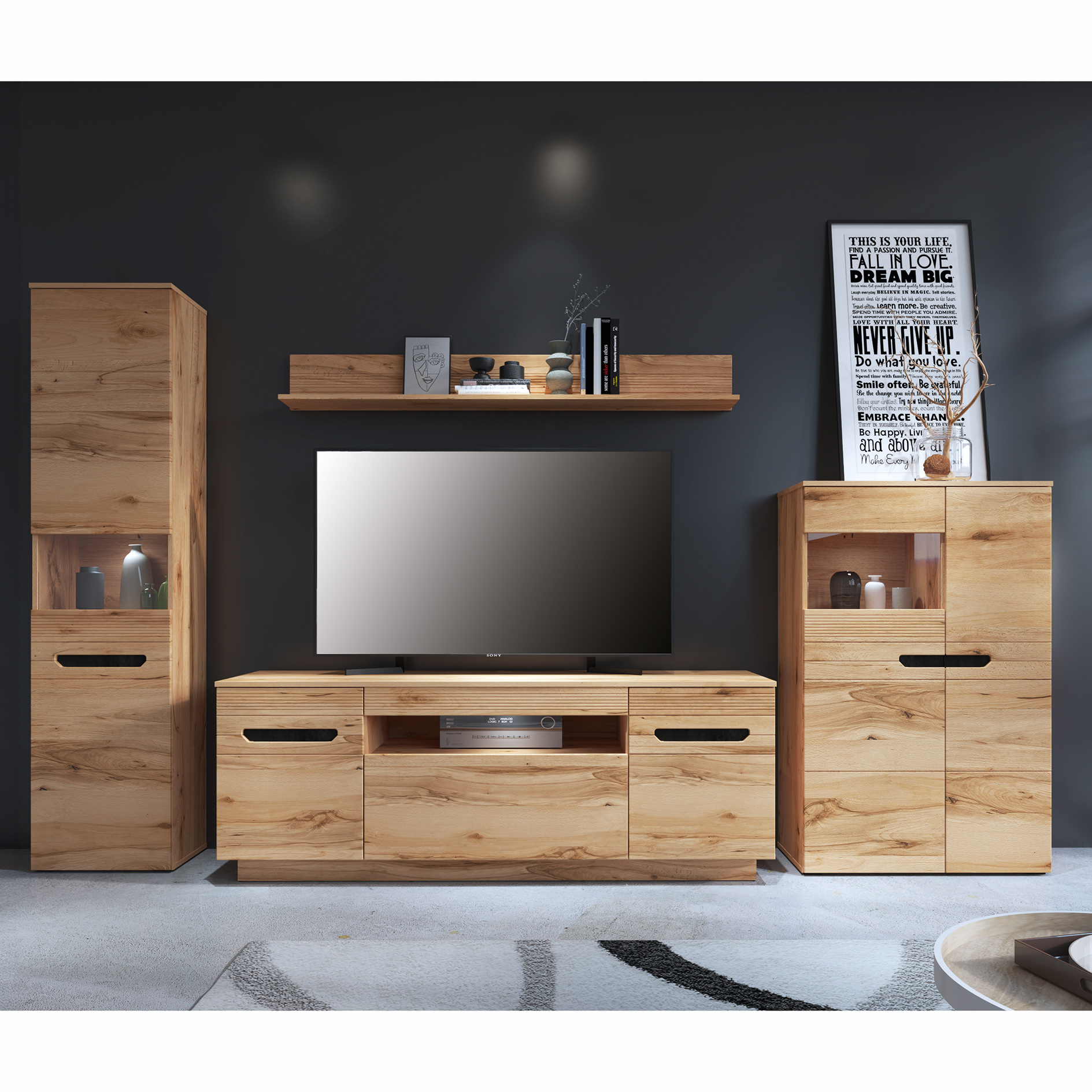 Highboardvitrine - Crenata Buche - 129 cm
