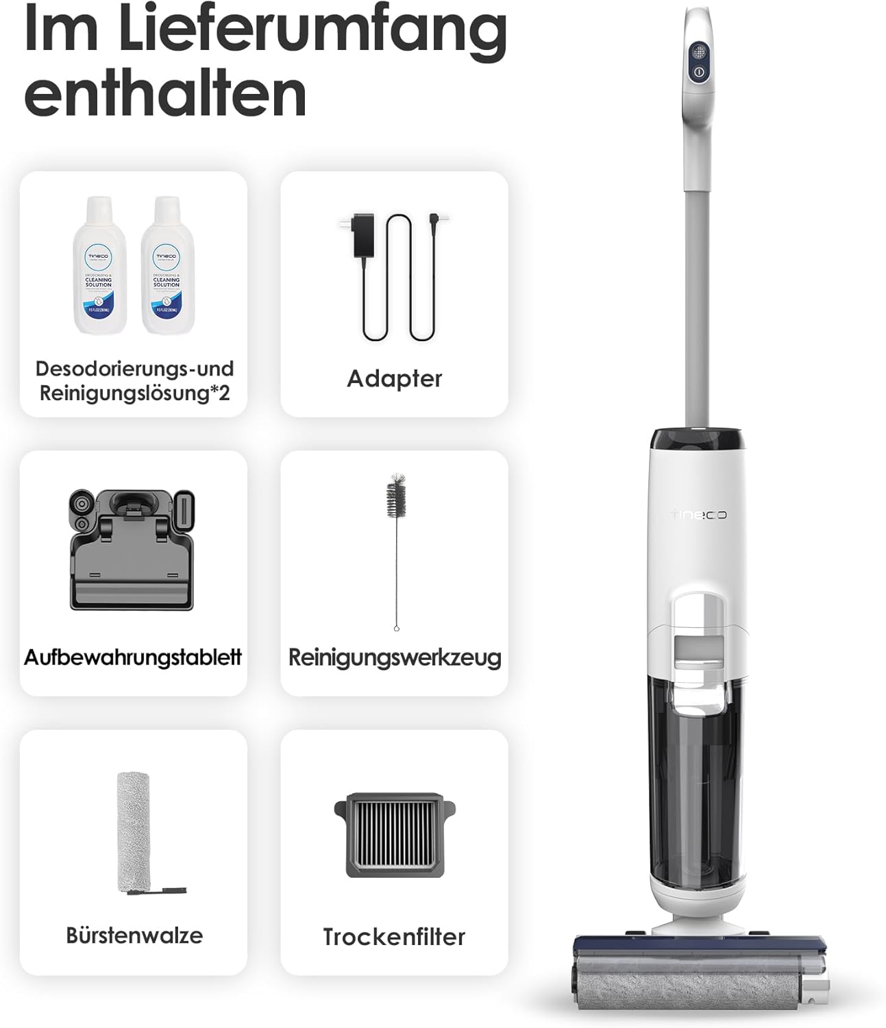 Tineco iFLOOR 5 Breeze Complete Nass Trockensauger, EIN-Schritt-Reinigung für Hartböden, Kantenreinigung