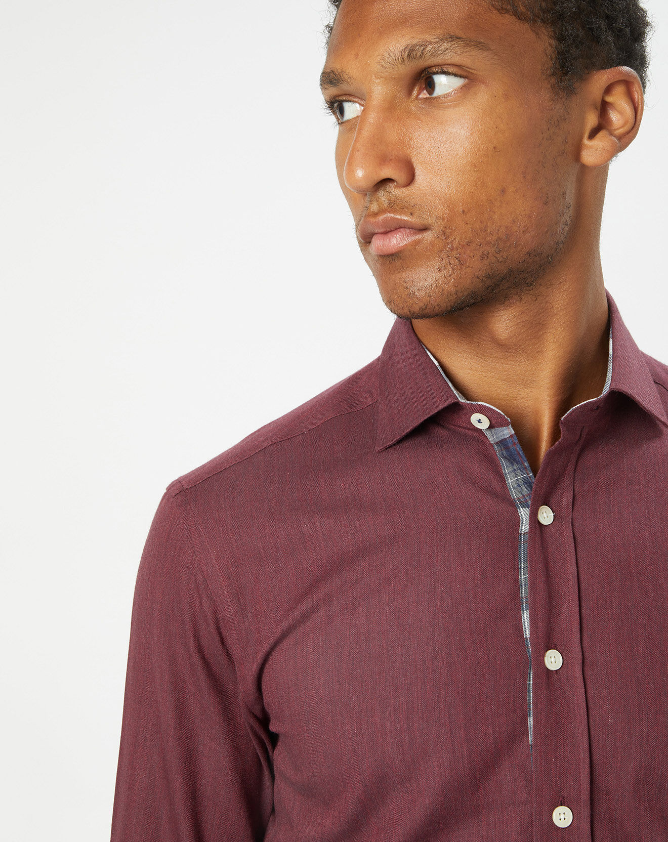 Hackett London Chemise Slim Fit en Flanelle à imprimé Chevron rouge foncé