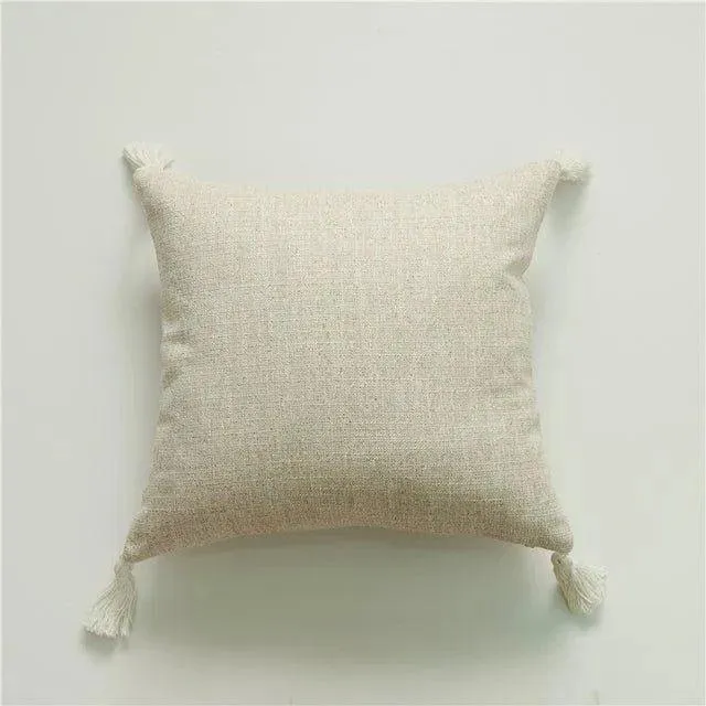 Minimal Linen Cushion Cover with Tassels | Nordic Home Soft Decorative Pillowcase