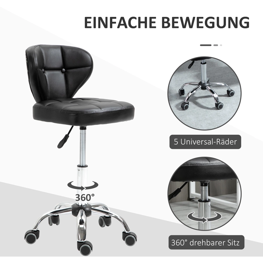 HOMCOM Arbeitshocker Set mit Drehfunktion und Höhenverstellung schwarz
