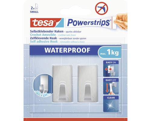tesa Powerstrips® Waterdichte Haak Klein Vierkant Roestvrij Staal 59780-00000-00