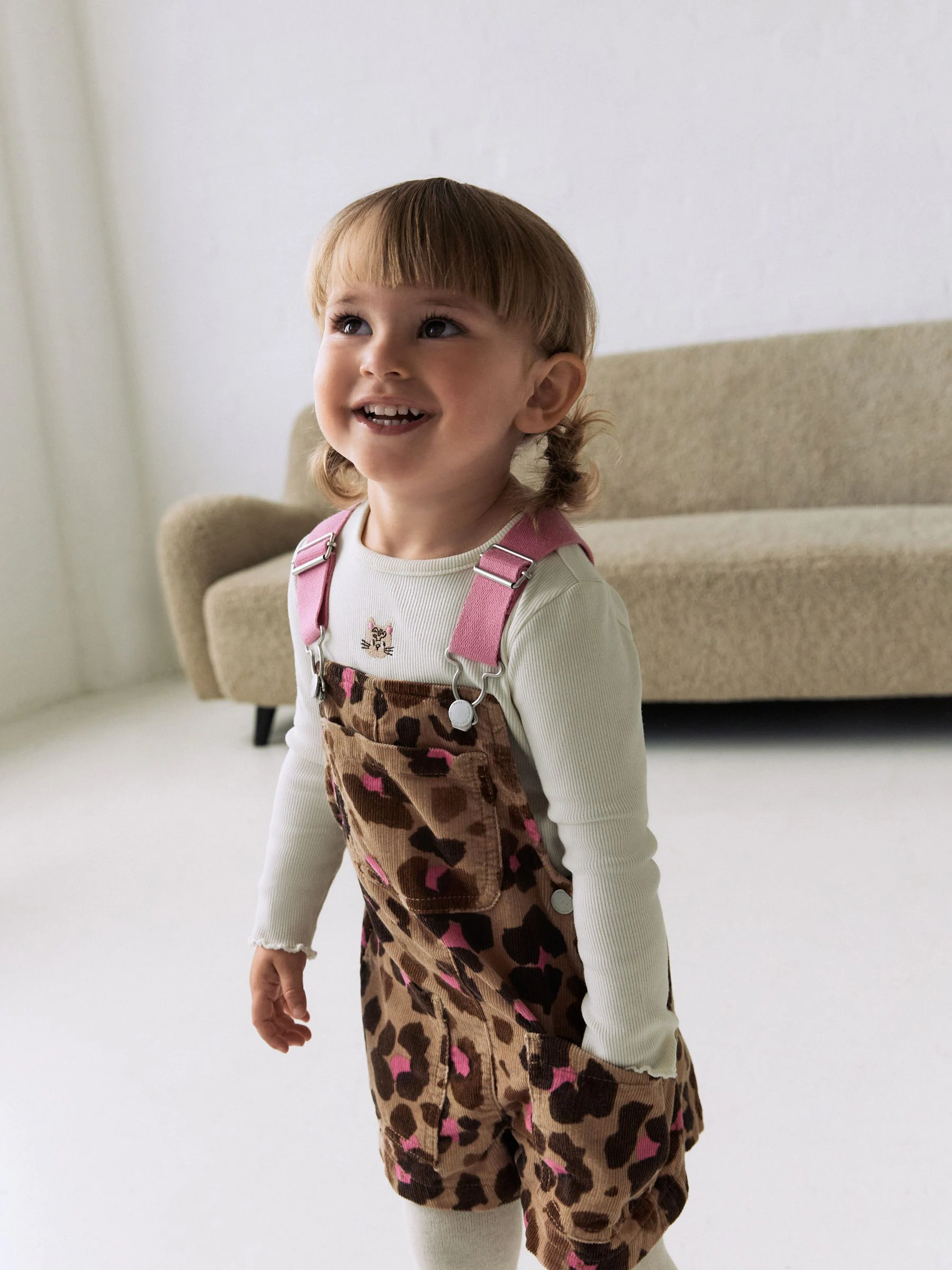 Animal - Set van bedrukte bretelbroeken, top en panty's (3mnd -7jr)