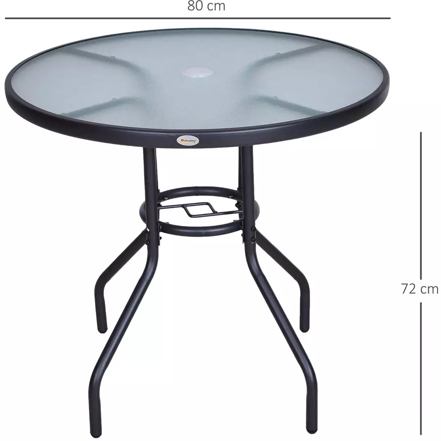 Outsunny Gartentisch mit Sonnenschirmhalter schwarz