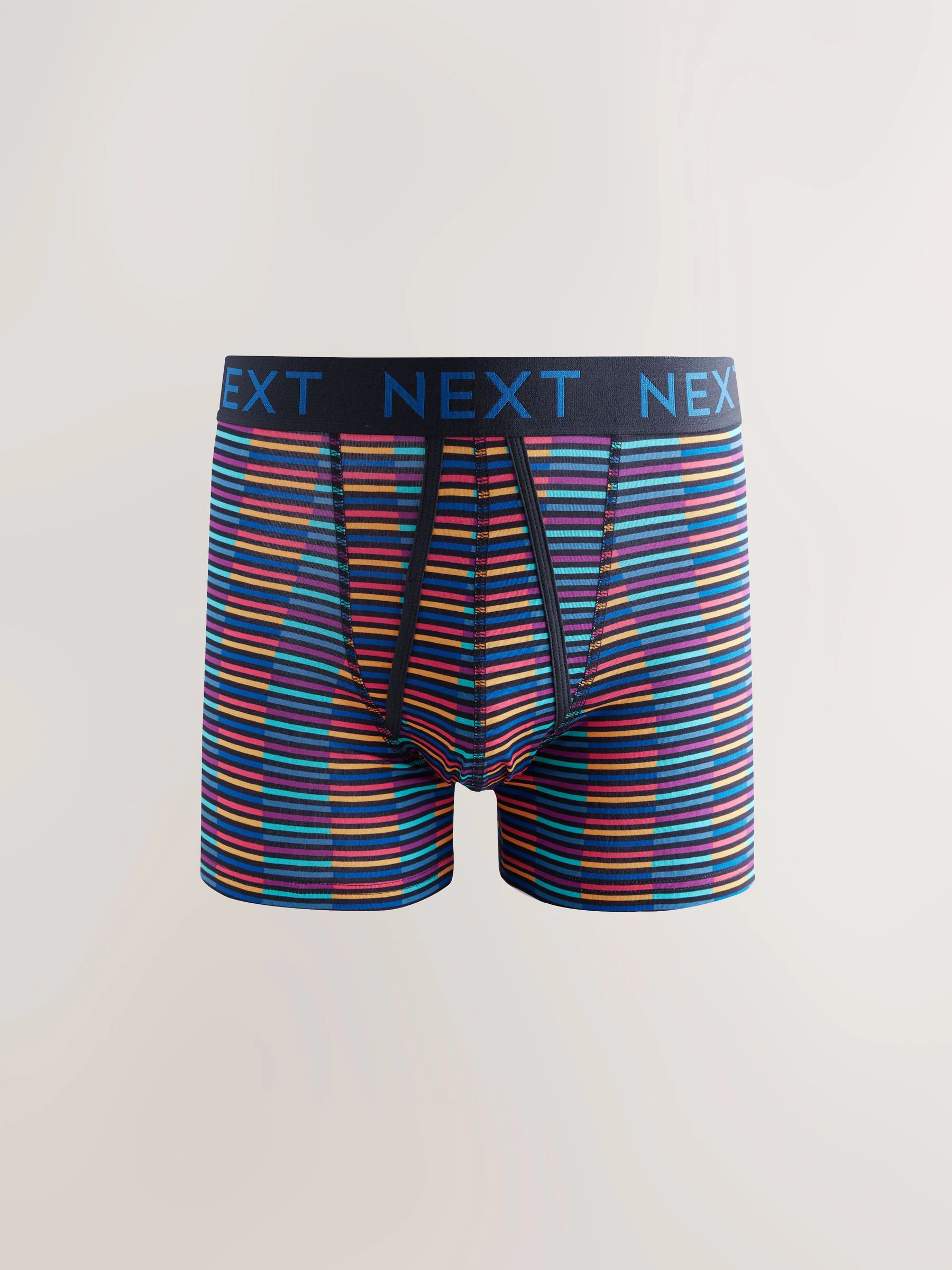 Marineblauwe kleur met opvallende stippen en strepen - Verpakking van 10 - Boxershorts met A-voorkant