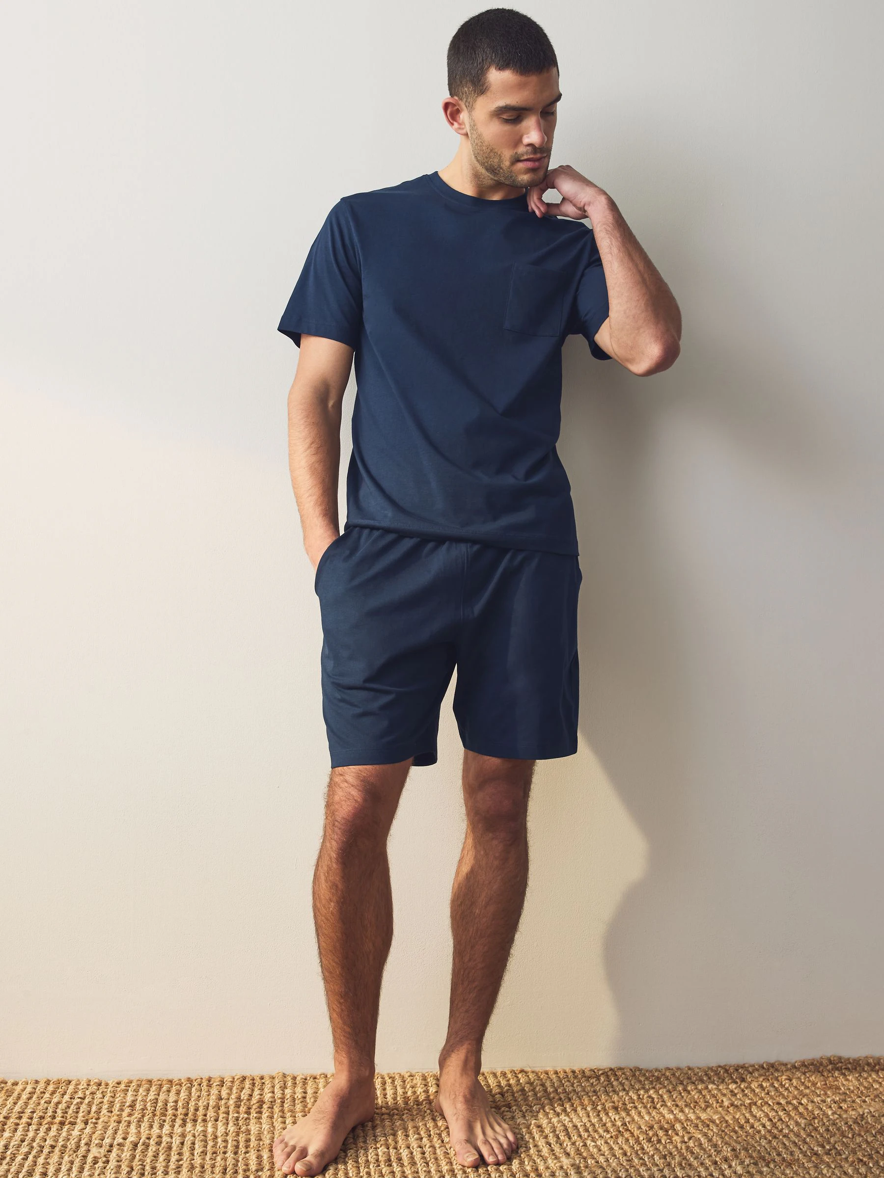 Marineblauw/grijs - Korte jersey pyjama's verpakking van 2