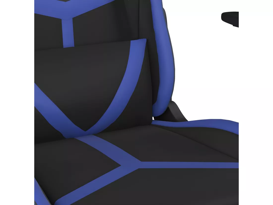 Chaise de jeu avec repose-pied Noir et bleu Similicuir