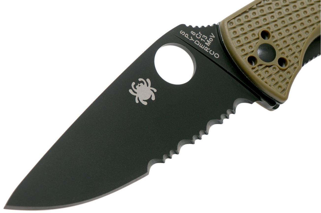 Spyderco Tenacious Lightweight OD Green Black C122PSODBK FRN partly serrated zakmes