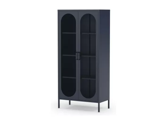 Zio - Vaisselier 2 portes en métal H170cm - Bleu nuit