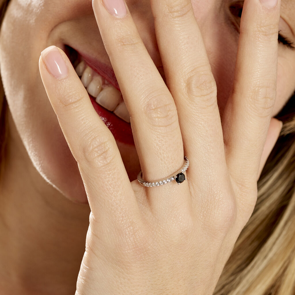 Bague Solitaire Argent Blanc Quitteri Oxyde De Zirconium