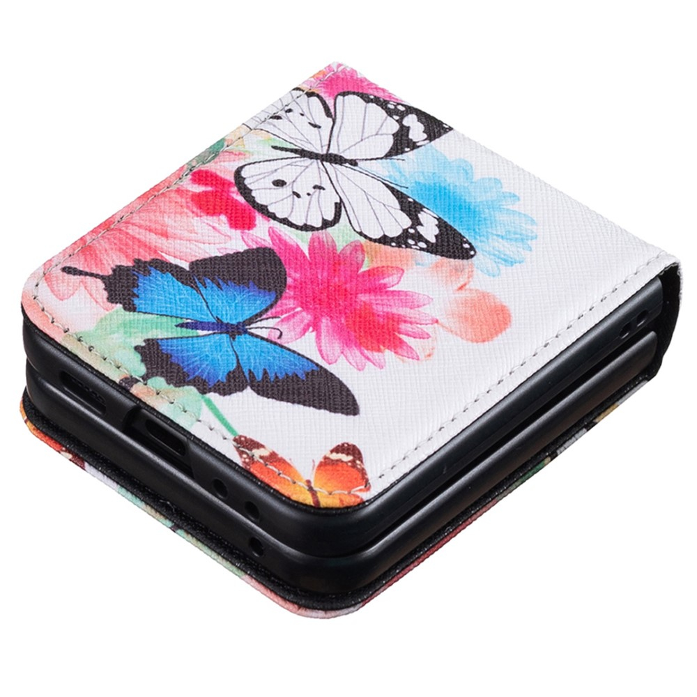 Samsung Galaxy Z Flip7 FE / Z Flip6 Leder Hardcase Schutzhülle - Blumen & Schmetterlinge