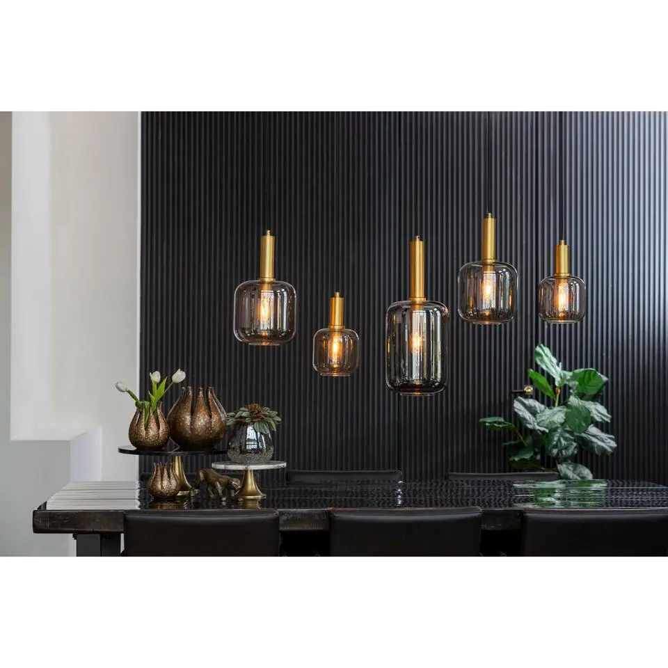 Hanglamp Lekar - Antiek Brons - 5L 110x22x32cm