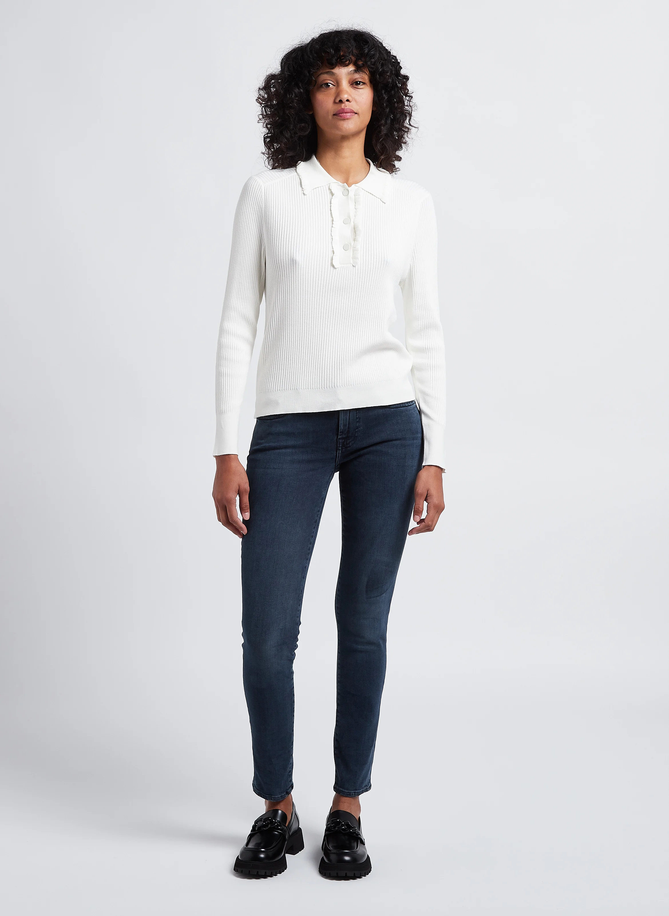 PYPER - Jean skinny taille basse en denim délavé | Bleu