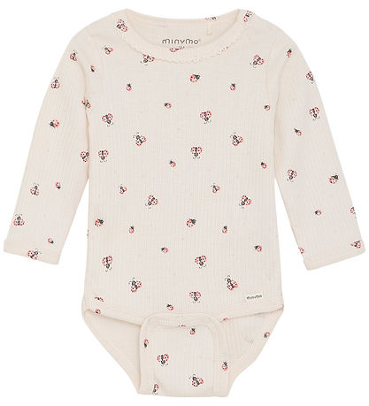 Minymo Body l/ä - Rib - White Swan m. Marienkäfer