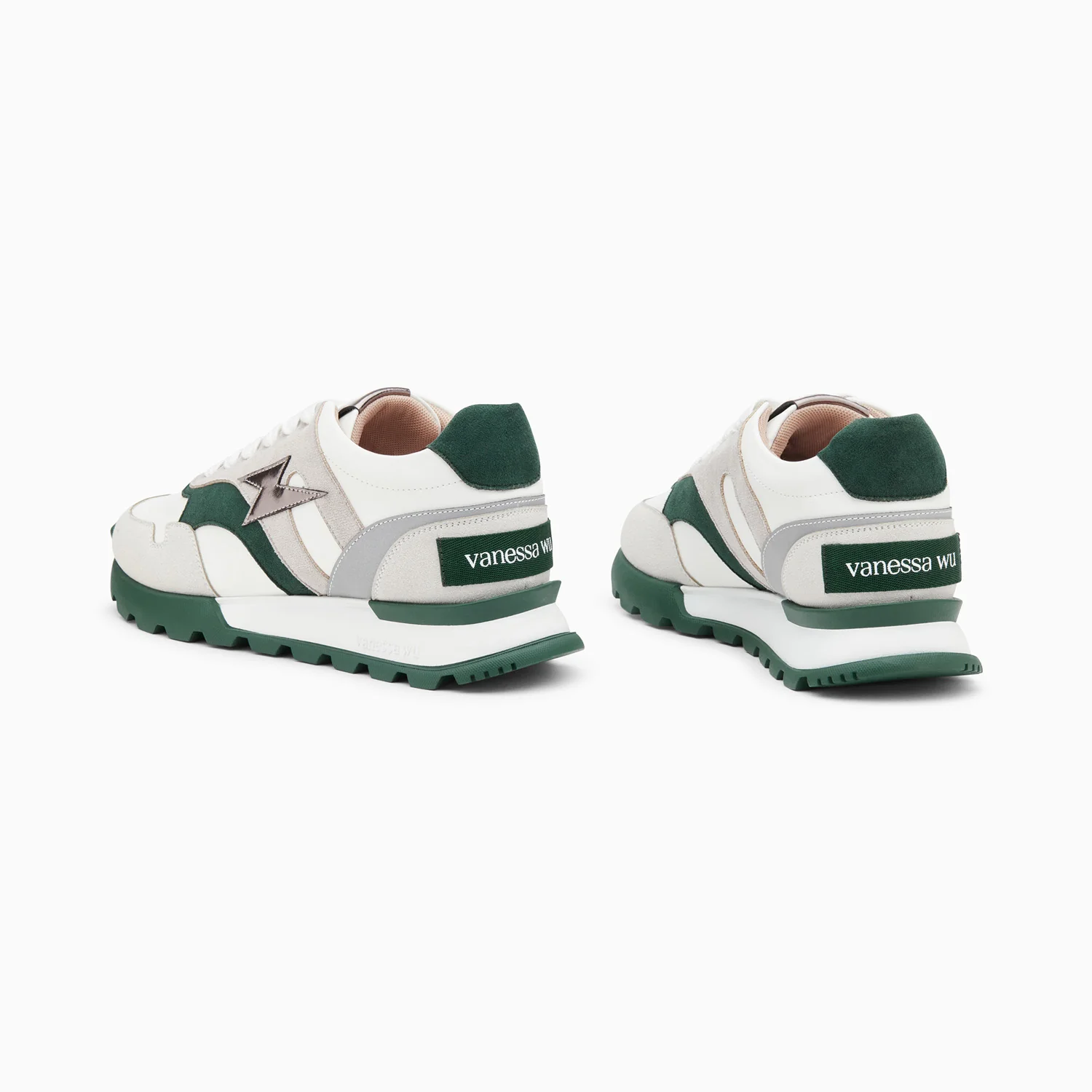 Sneakers-Baskets éclair Liéna vert et anthracite à semelle running