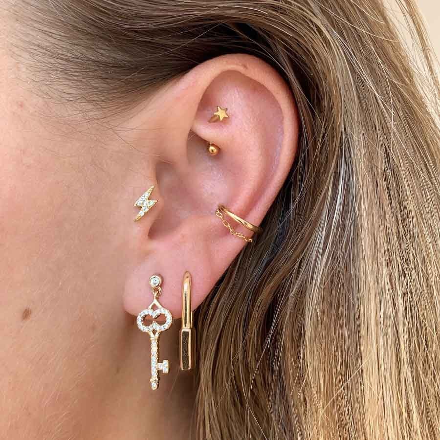 Boucle d'oreille - Baby key - Laiton doré or 1 micron