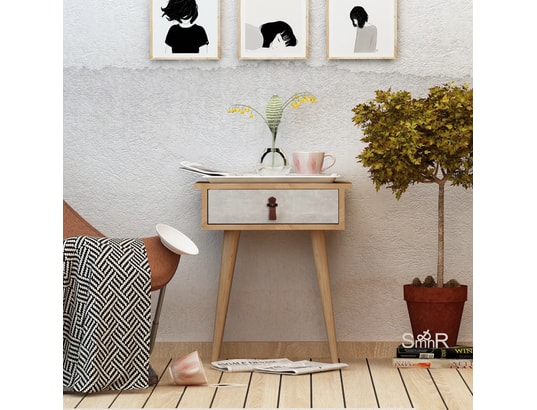 CONCEPT1 - Console Astava chêne blanc 40 x 35 x h65,6cm