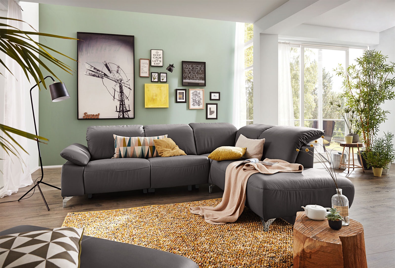 Musterring Ecksofa MR 370 L-Form Lederbezug brown