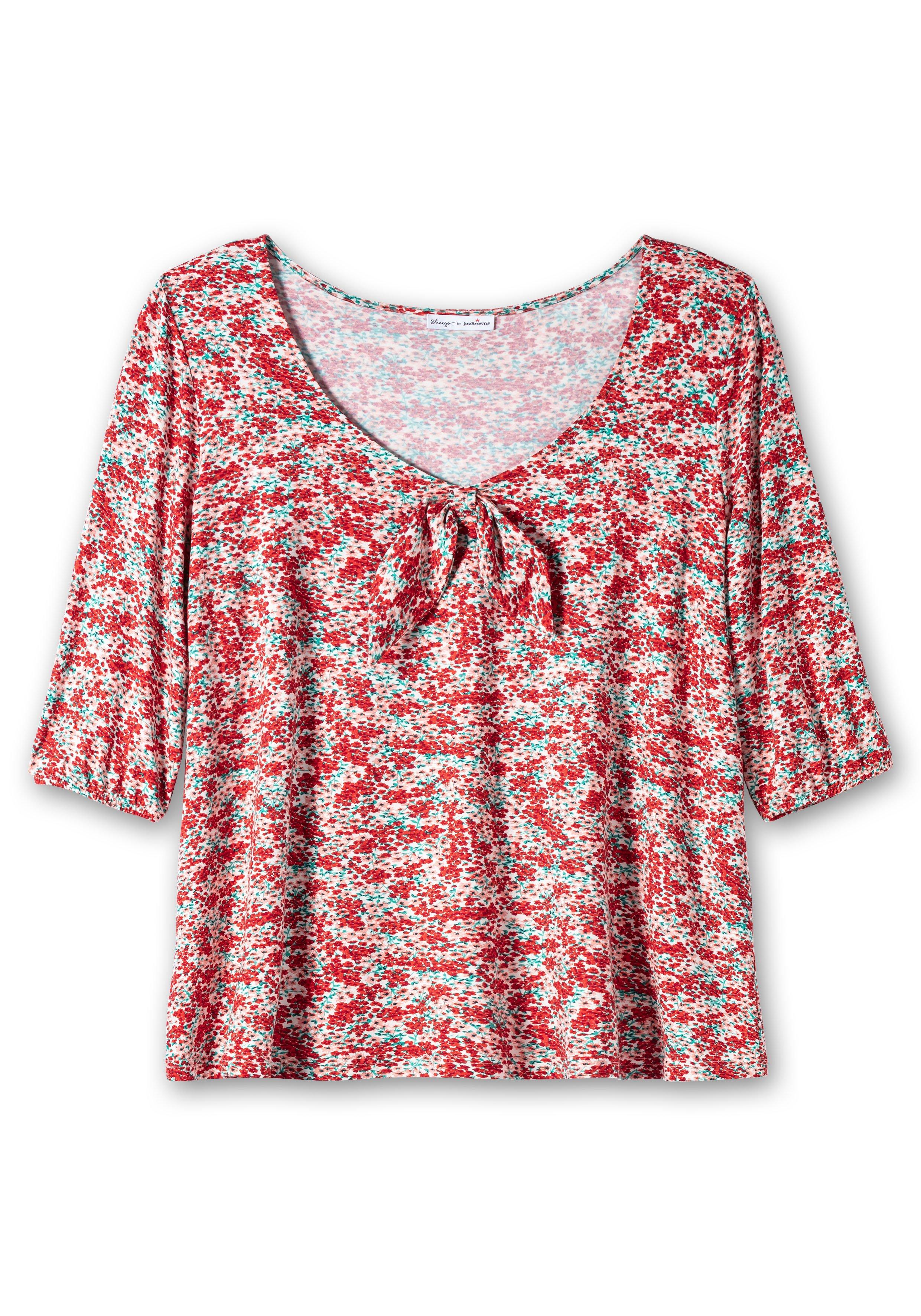 Shirt mit Allover-Blumendruck und tiefem Ausschnitt