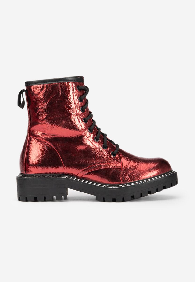 Bottines rangers femme rouges Aquarus