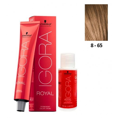 Schwarzkopf Igora Royal 8-65 Louro Claro Marron Dourado 60ml   Oxidante 20V