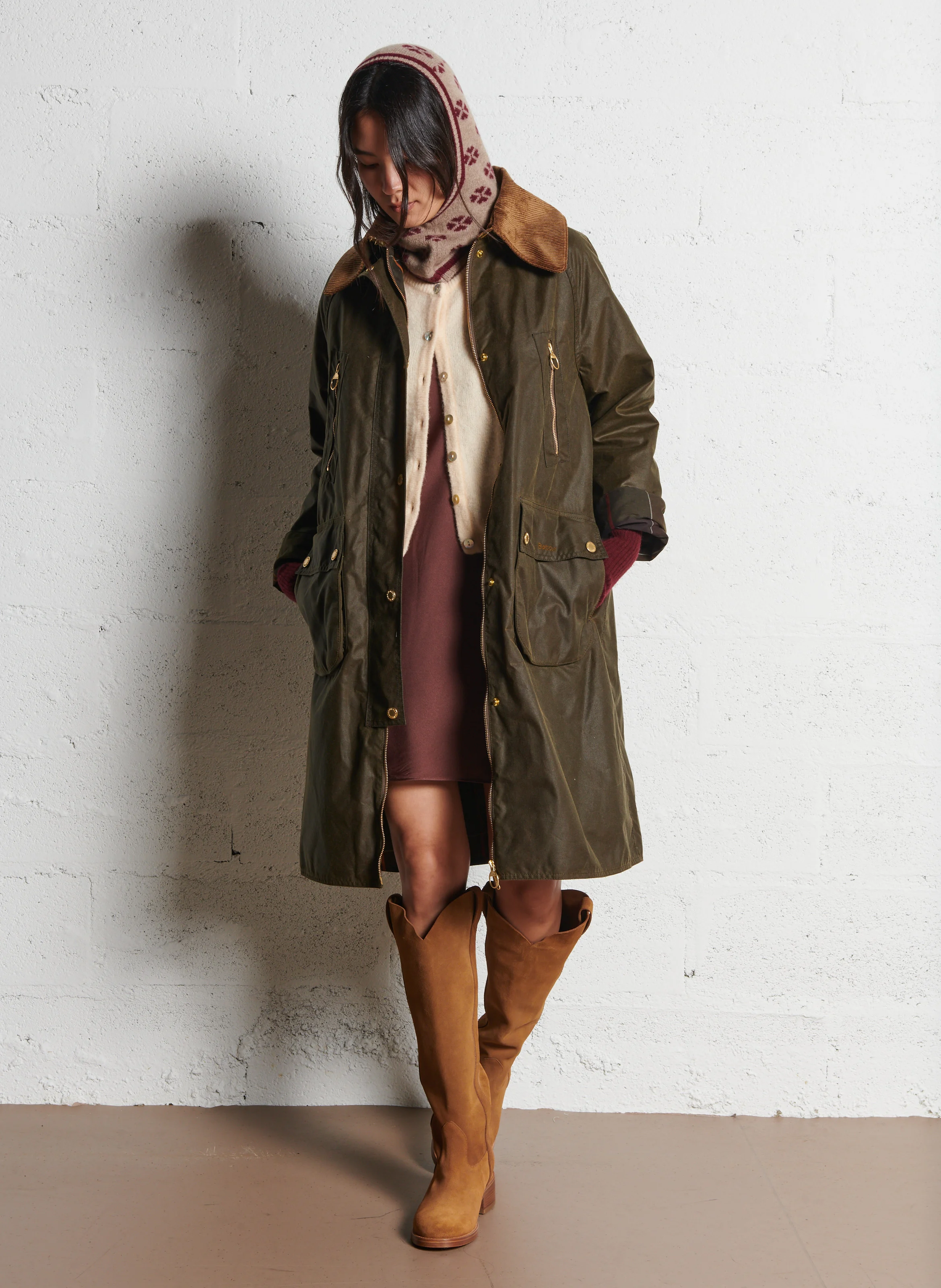EBBERSTON - Veste longue en wax et coton | Marron