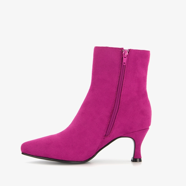 Nova dames enkellaarsjes met hak fuchsia roze