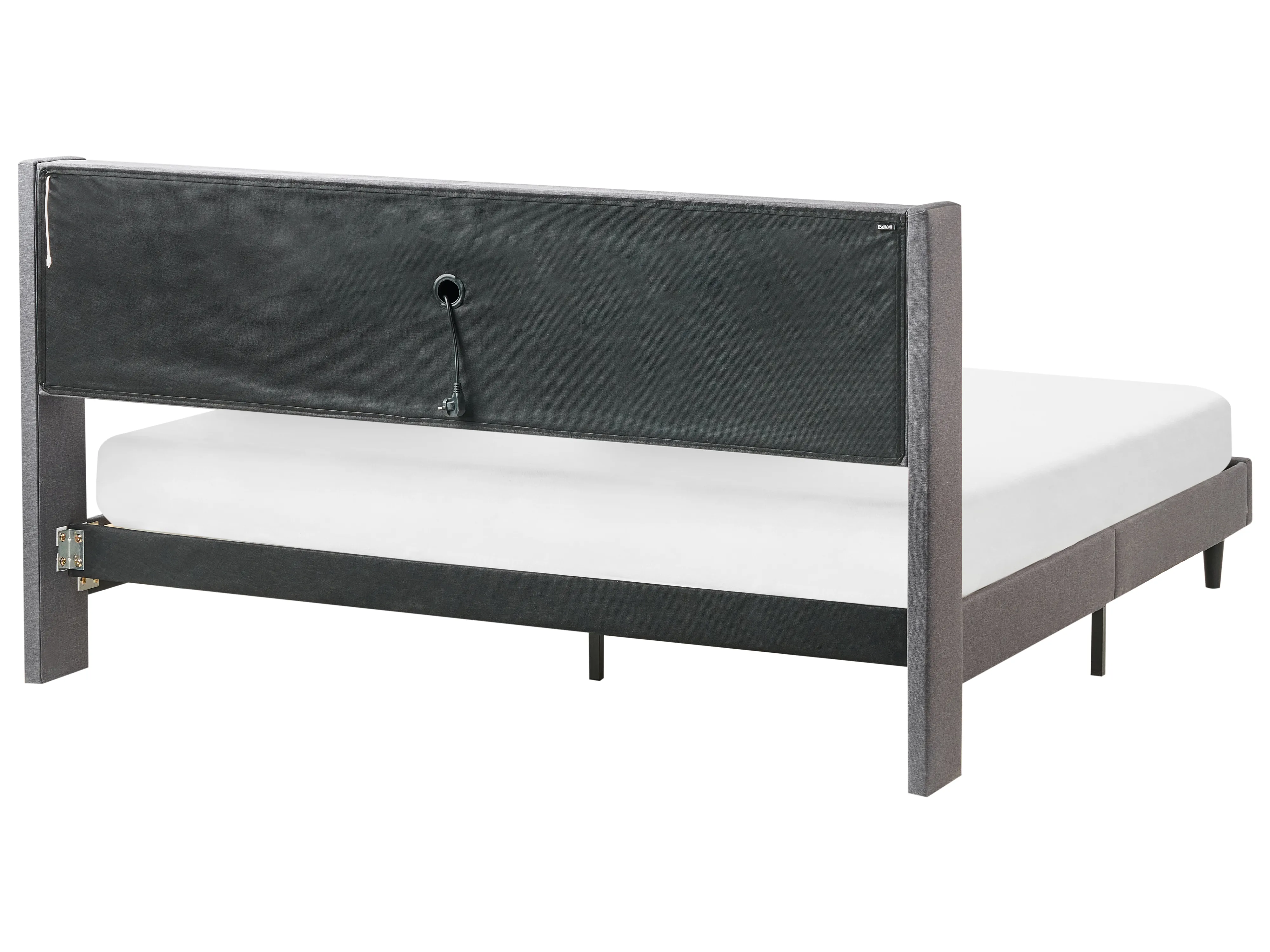 Bed met LED-verlichting Stof BEAULIEU 180 x 200 cm met opbergruimte met USB-poort Donkergrijs