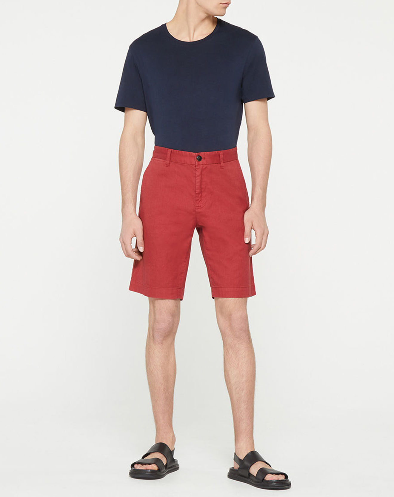 Galeries Lafayette Bermuda en Lin mélangé Kuberlin rouge foncé