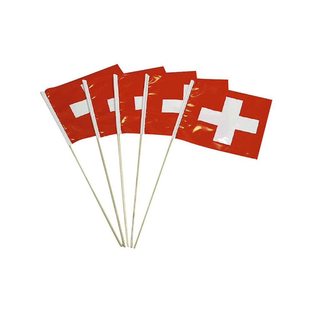 (5er Set) 20x20cm Schweiz Mini Flagge Accessoire Deko Schweizer Fahne für 1. August