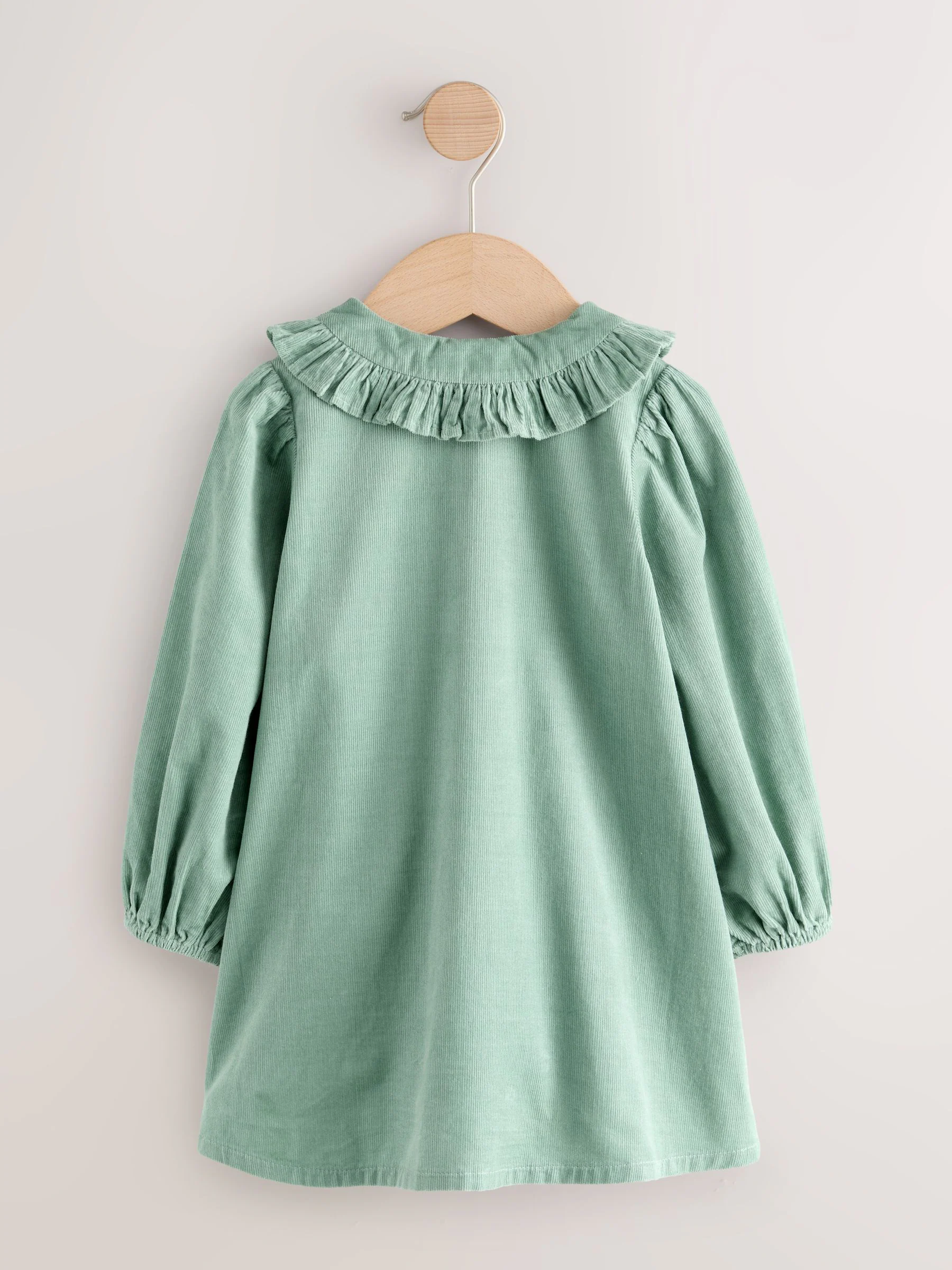 Grijs-groen - Corduroy jurk met lange mouwen (3mnd-8jr)