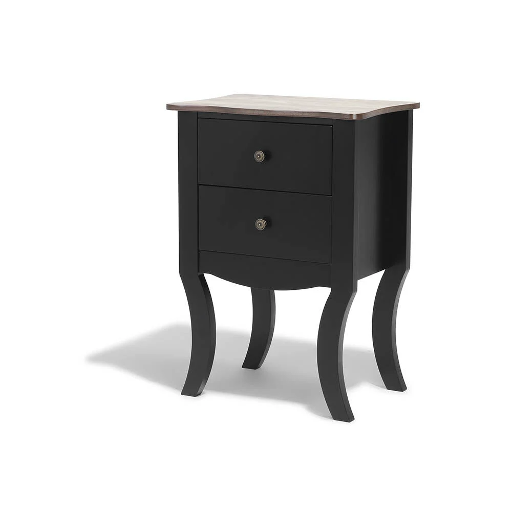 Table de chevet Birmingham noire 2 tiroirs
