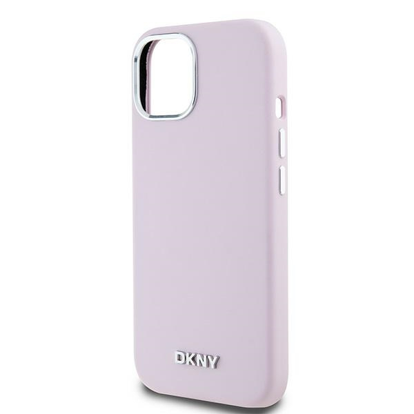 iPhone 15 MagSafe Silikon Hülle Case Metal Logo (DKHMP15LSMCHLP) - Rosa