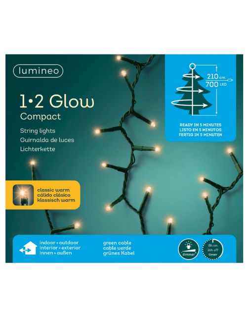 Lumineo 1-2 Glow Compact Lights - Decoratie - 210 cm Groen 700 led 7 Strengen
