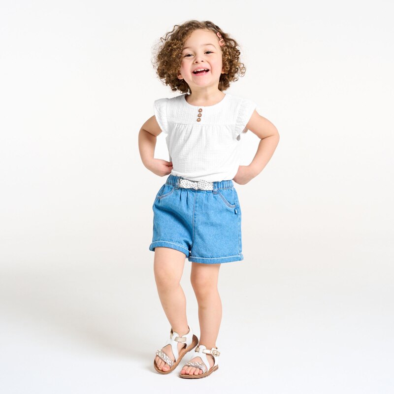 Blouse coton seersucker blanc bébé fille Blanc