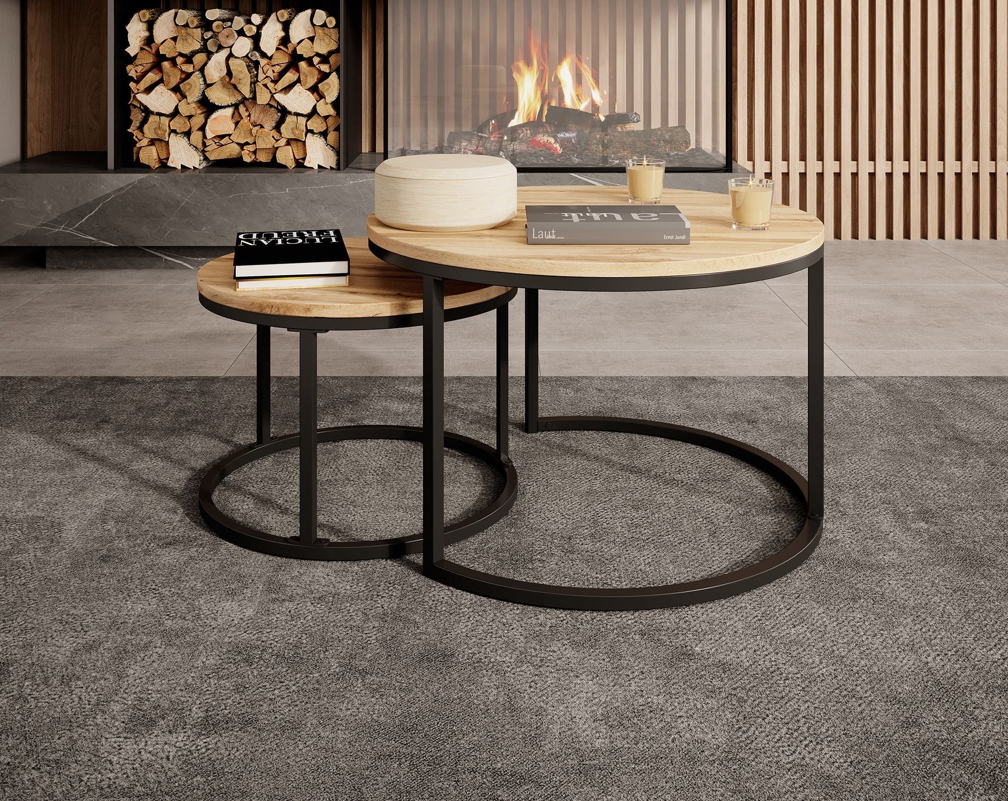 Meubella - Salontafel Ovalo - Eiken - set van 2