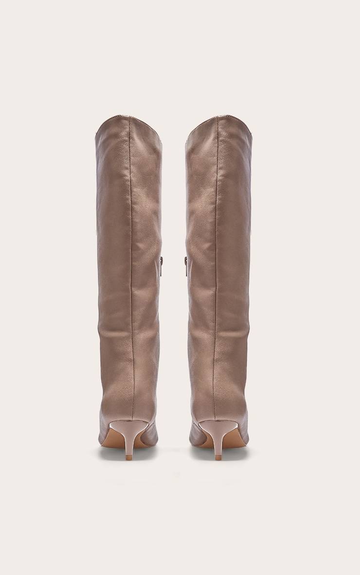 Champignon Bottes Hautes À Talon Aiguille Bas Et Bout Pointu En Synthétiquecuir
